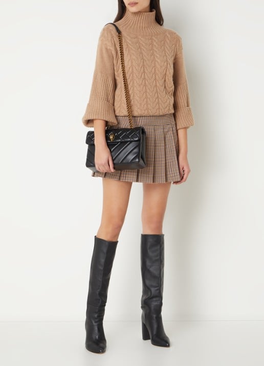 Kurt Geiger Kensington schoudertas van leer - voorkant 3 zwart