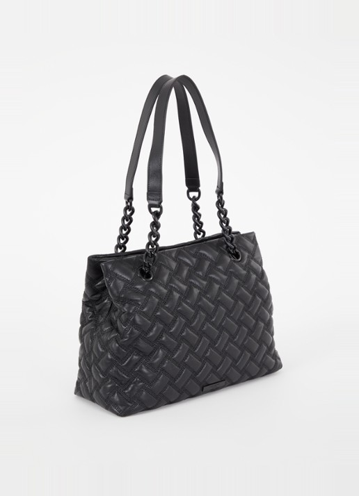 Kurt Geiger Kensington schoudertas van quilted lamsleer - achterkant zwart