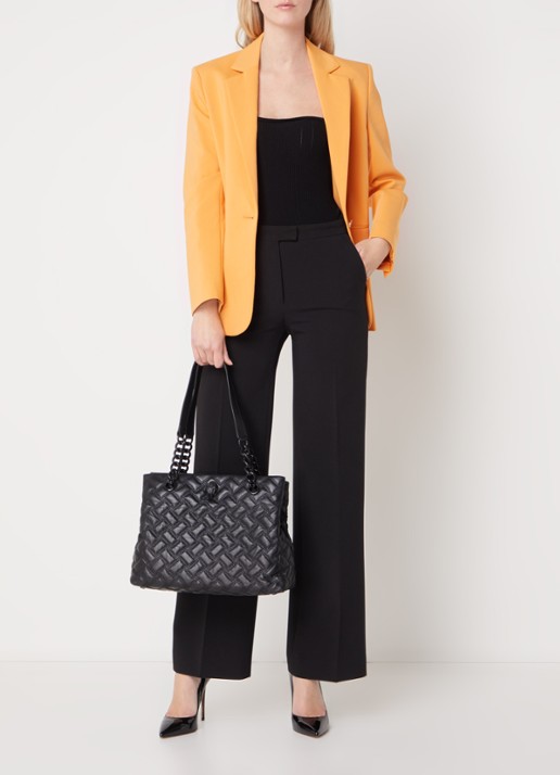 Kurt Geiger Kensington schoudertas van quilted lamsleer - voorkant 5 zwart