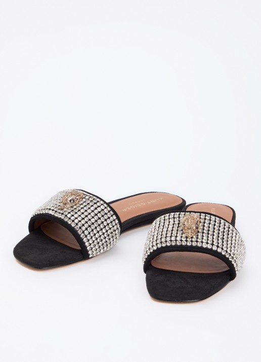 Kurt Geiger Kensington slipper met strass - detail 2 zwart