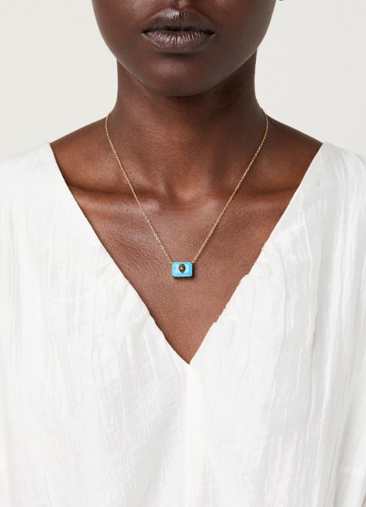 Kurt Geiger Ketting met hanger - voorkant 5 turquoise