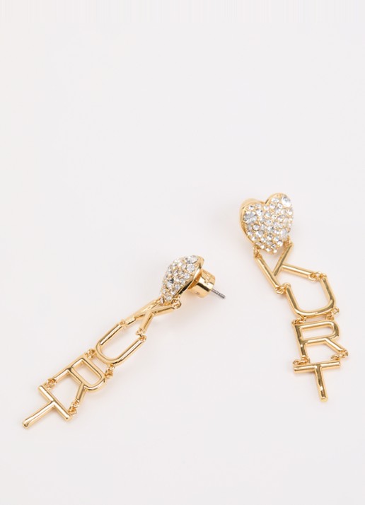 Kurt Geiger Kurt Heart Linear oorstekers met kristal - detail goud