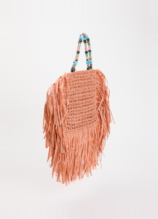 Kurt Geiger Kurt Mini handtas met franjes - achterkant 3 oranje