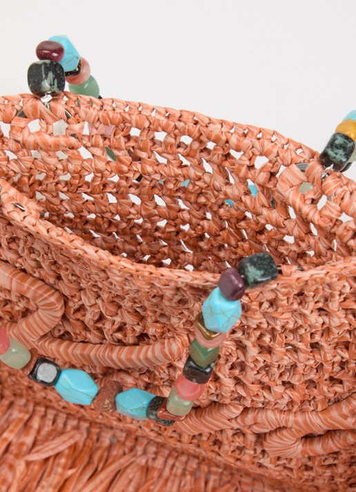 Kurt Geiger Kurt Mini handtas met franjes - detail 4 oranje