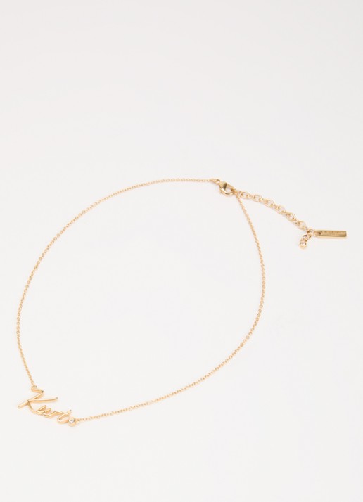 Kurt Geiger Kurt Script ketting met kristal - voorkant 4 goud