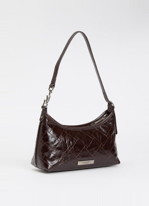 Kurt Geiger Kurt Sling schoudertas van leer met quilt patroon - achterkant 5 donkerbruin