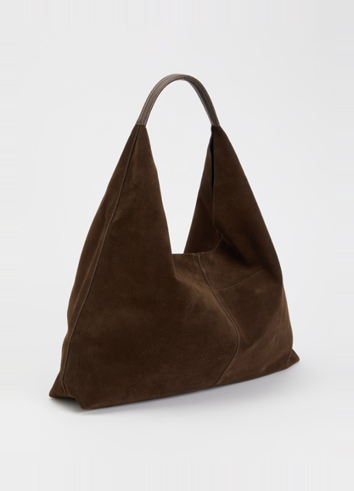 Kurt Geiger Large Chelsea Slouch schoudertas van suède - achterkant 5 donkerbruin