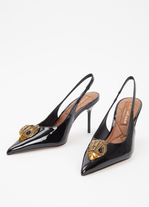Kurt Geiger Large Eagle slingback van leer - detail zwart