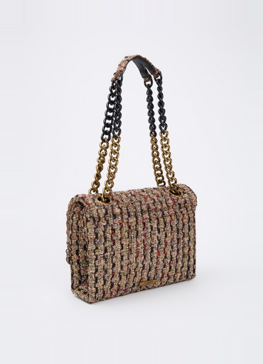 Kurt Geiger Large Kensington schoudertas met tweed-look - achterkant 7 goud