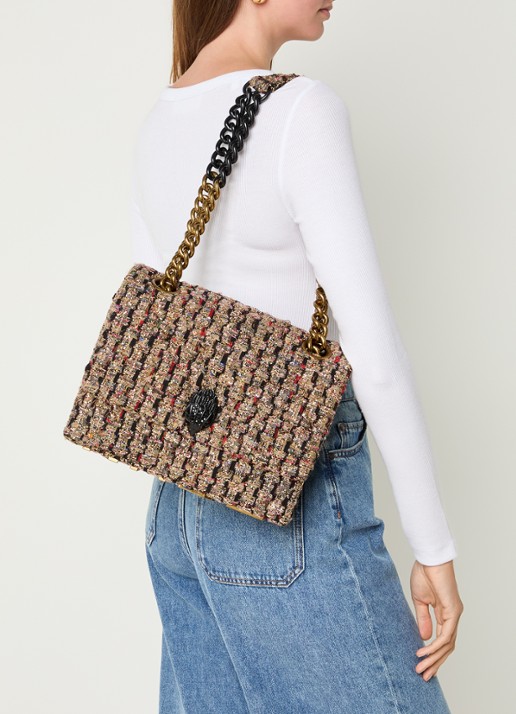 Kurt Geiger Large Kensington schoudertas met tweed-look - voorkant 3 goud