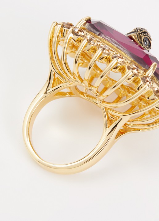 Kurt Geiger Large Sloane Cocktail ring met kristal - detail goud