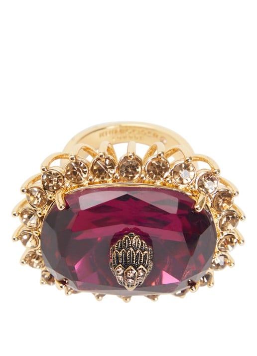 Kurt Geiger Large Sloane Cocktail ring met kristal - voorkant 3 goud