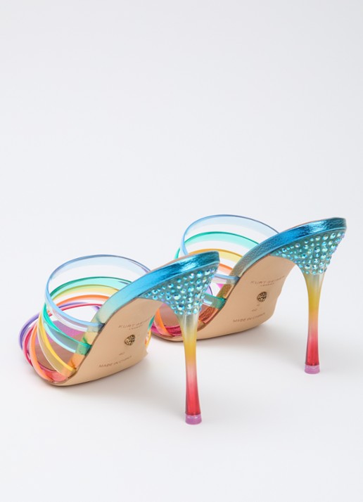Kurt Geiger Maddison sandalette met metallic finish en strass - achterkant paars
