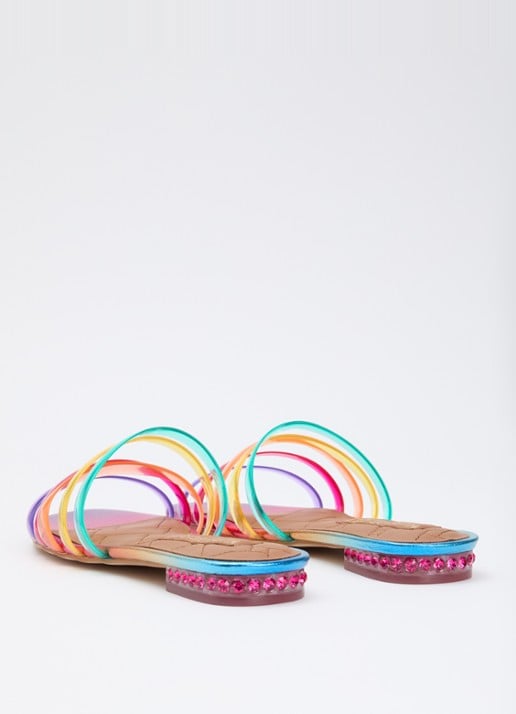 Kurt Geiger Maddison slipper met metallic finish en strass - achterkant 5 paars