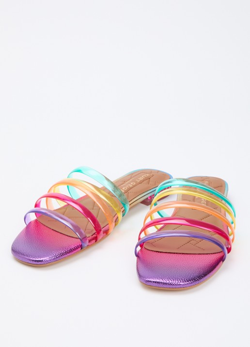 Kurt Geiger Maddison slipper met metallic finish en strass - detail paars