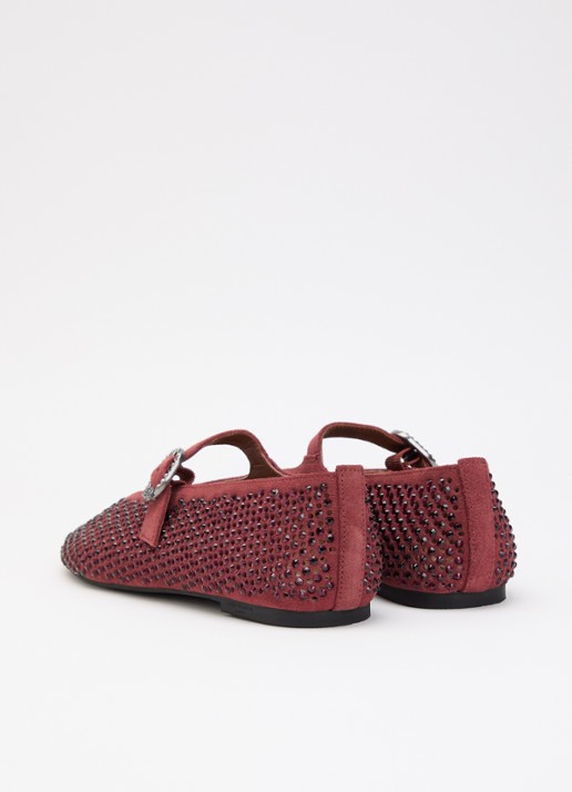 Kurt Geiger Mayfair ballerina met strass - achterkant 5 bordeauxrood