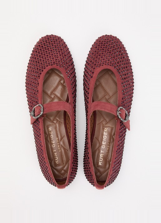 Kurt Geiger Mayfair ballerina met strass - detail 3 bordeauxrood