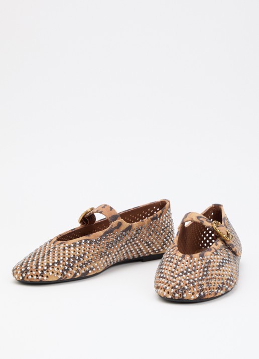 Kurt Geiger Mayfair ballerina van suède met strass - detail 2 camel