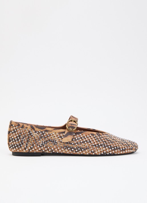 Kurt Geiger Mayfair ballerina van suède met strass
