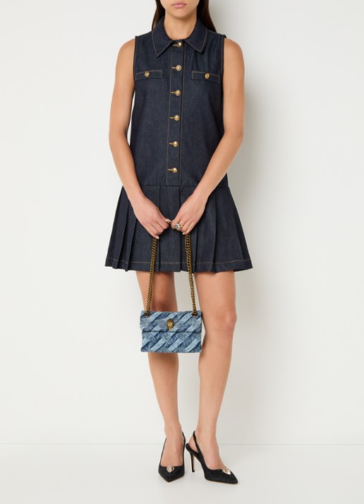 Kurt Geiger Mini Kensington crossbodytas van denim en verstelbare schouderriem - voorkant 4 indigo