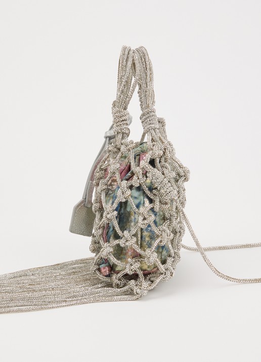 Kurt Geiger Mini Macrame crossbodytas met strass - detail 2 zilver