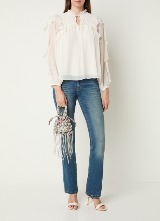 Kurt Geiger Mini Macrame crossbodytas met strass - voorkant 4 zilver
