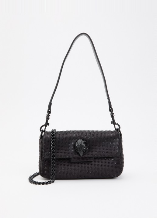 Kurt Geiger Mini Oxford schoudertas met strass - voorkant 5 zwart