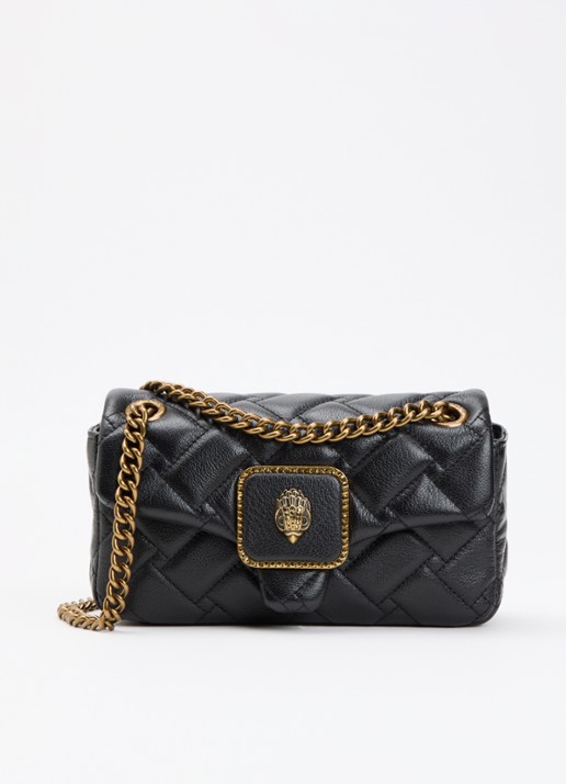 Kurt Geiger Mini Pimlico schoudertas van leer met afneembare schouderriem - voorkant zwart