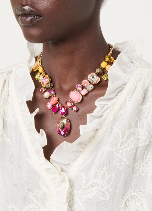 Kurt Geiger Mixed Gem ketting met hanger - voorkant 2 goud