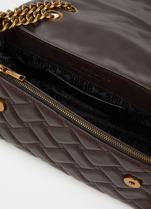 Kurt Geiger Pimlico schoudertas van leer - detail donkerbruin