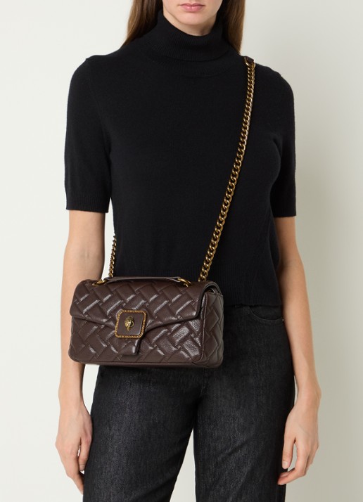 Kurt Geiger Pimlico schoudertas van leer - voorkant 7 donkerbruin
