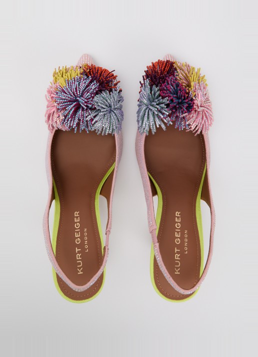 Kurt Geiger Pom Pom slingback van suède met strass - detail 4 lichtroze