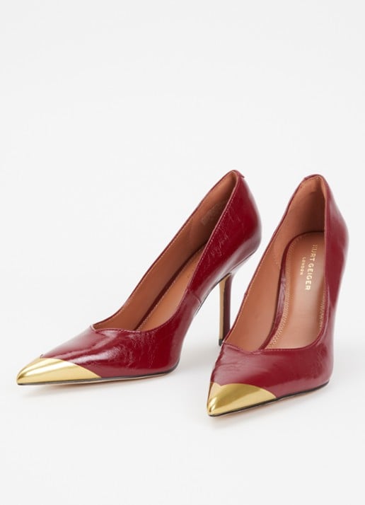 Kurt Geiger Regent Point pump van leer - detail 3 bordeauxrood