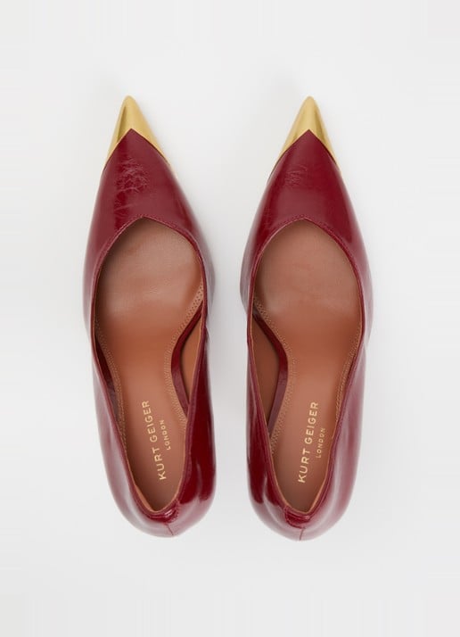 Kurt Geiger Regent Point pump van leer - detail 4 bordeauxrood