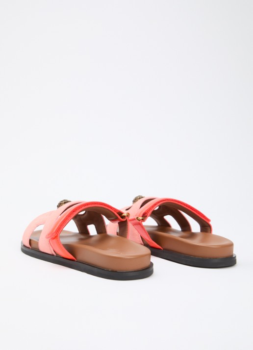 Kurt Geiger Sandaal van suède met details van leer - achterkant 5 koraalroze