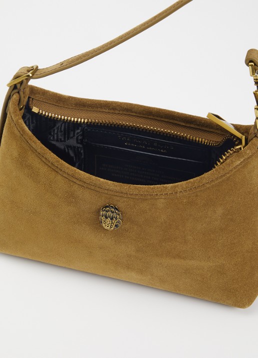 Kurt Geiger Schoudertas van suède - detail donkerbeige