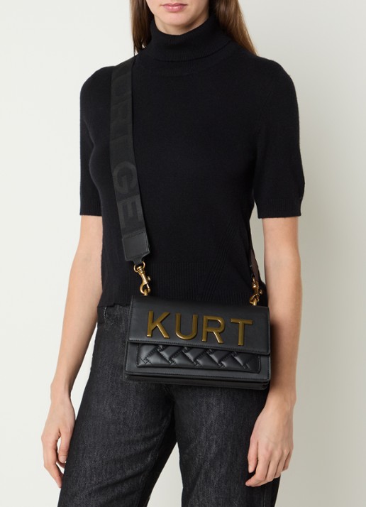 Kurt Geiger Shoreditch East West schoudertas van leer met afneembare schouderriem - voorkant 2 zwart