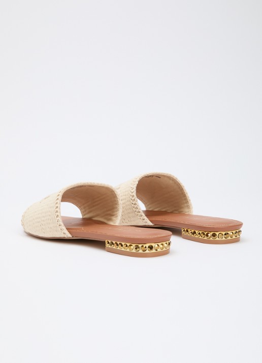 Kurt Geiger Slipper met logo en strass - achterkant creme