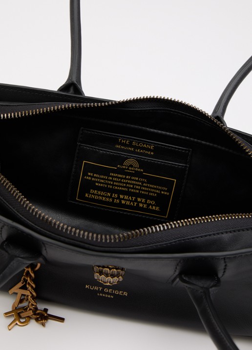 Kurt Geiger Sloane Eastwest schoudertas van leer met franjes - detail 3 zwart