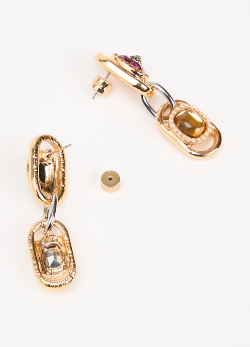 Kurt Geiger Sloane Linears oorstekers met kristal - detail goud