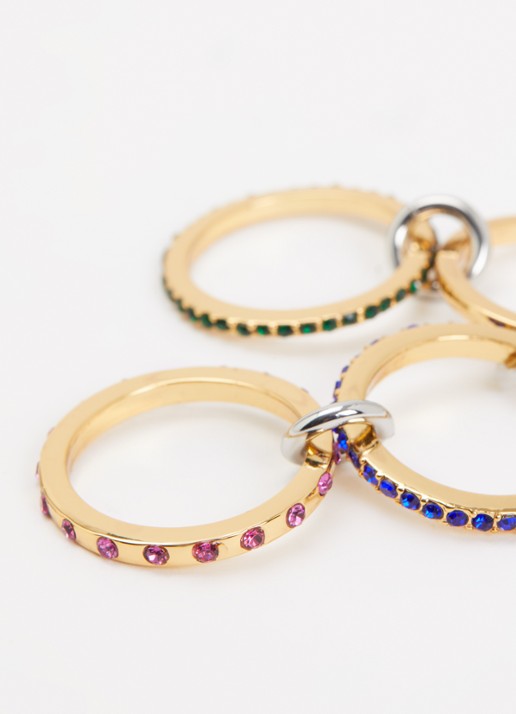 Kurt Geiger Sloane Link ring met kristal - detail goud