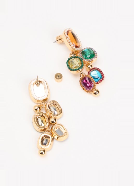 Kurt Geiger Sloane oorstekers met kristal - detail 2 goud