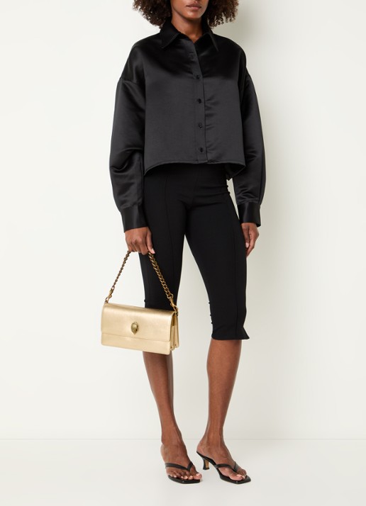 Kurt Geiger Sloane schoudertas van leer met metallic finish - voorkant 4 goud