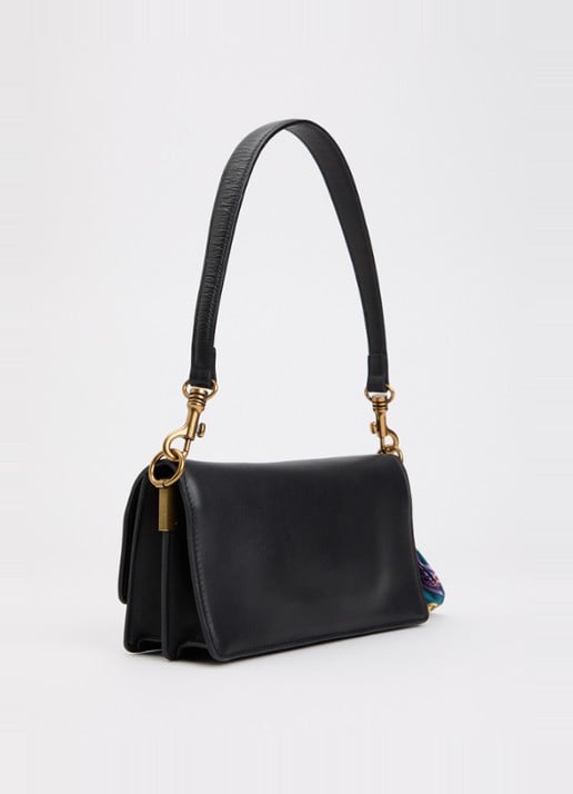 Kurt Geiger Sloane schoudertas van leer met tasbedel  - achterkant 2 zwart