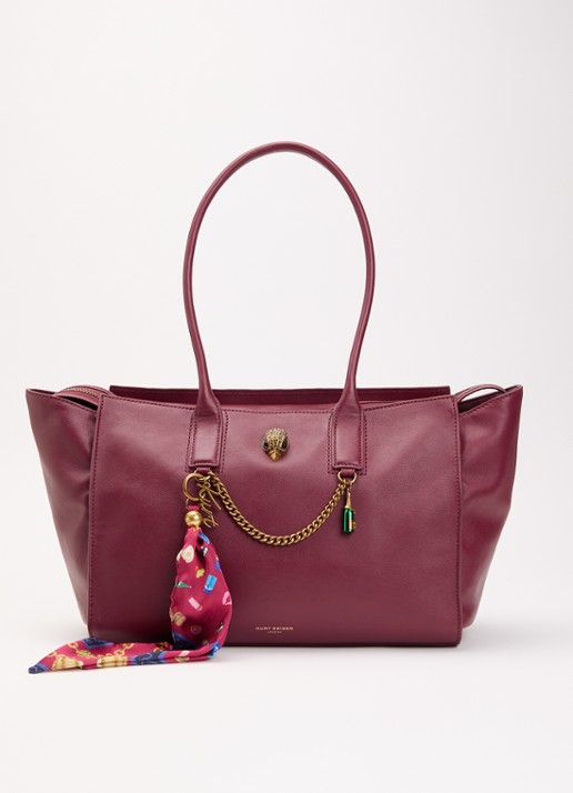 Kurt Geiger Sloane shopper van leer - voorkant bordeauxrood