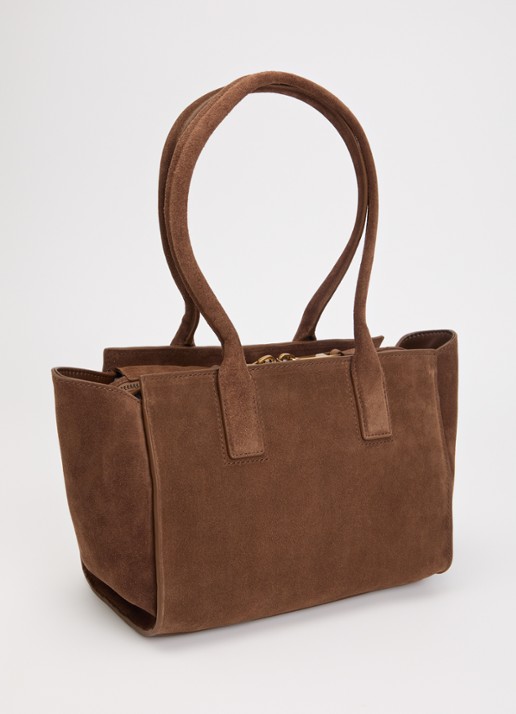 Kurt Geiger Sloane Small shopper van suède - achterkant 4 lichtbruin
