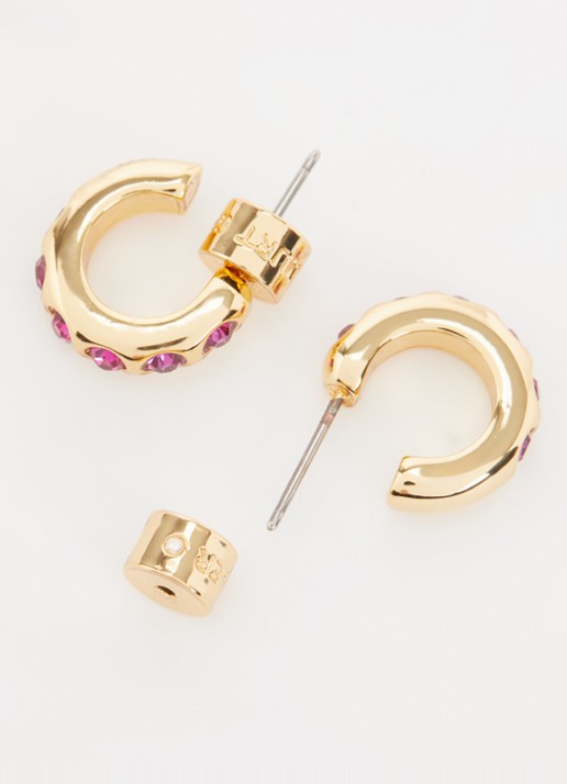 Kurt Geiger Small Crystal Huggie oorstekers met kristal - detail 2 roze