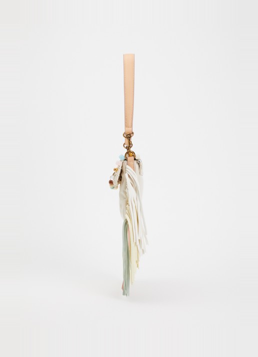 Kurt Geiger Small Oxford Fringe schoudertas van leer met franjes en kralendecoratie - detail 2 creme