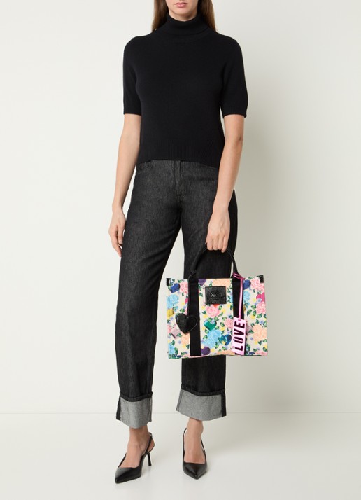 Kurt Geiger Southbank handtas met bloemenprint en afneembare schouderriem - voorkant 2 zwart