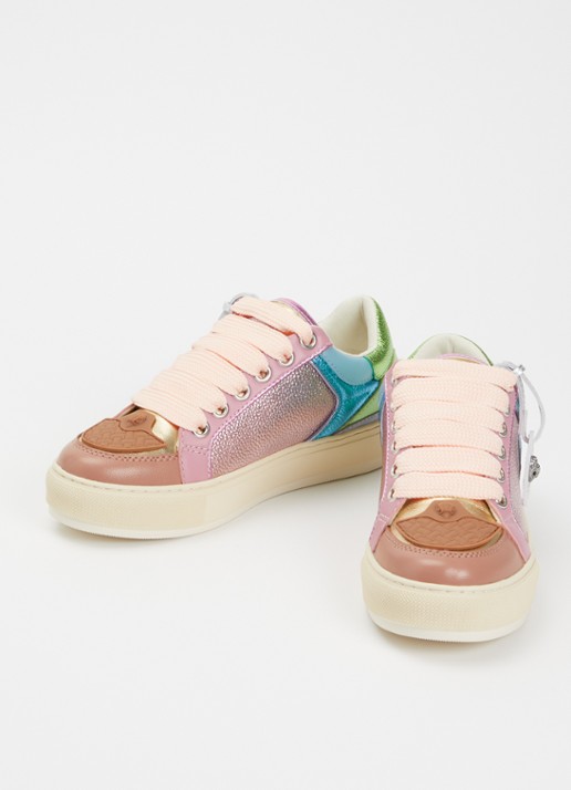 Kurt Geiger Southbank sneaker van leer met metallic finish - detail multicolor